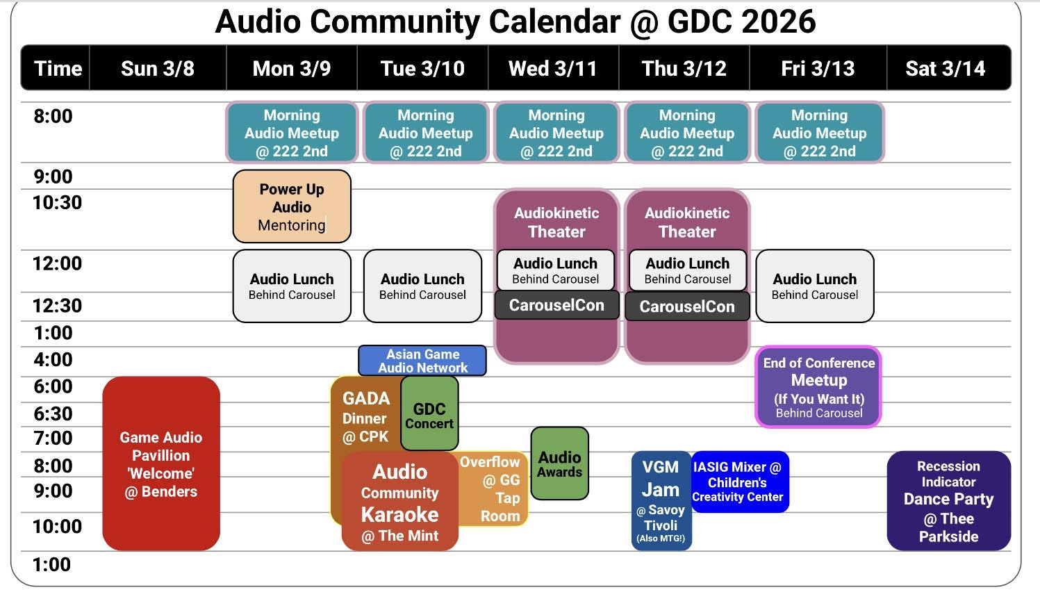 Audio Community Calendar at GDC 2026