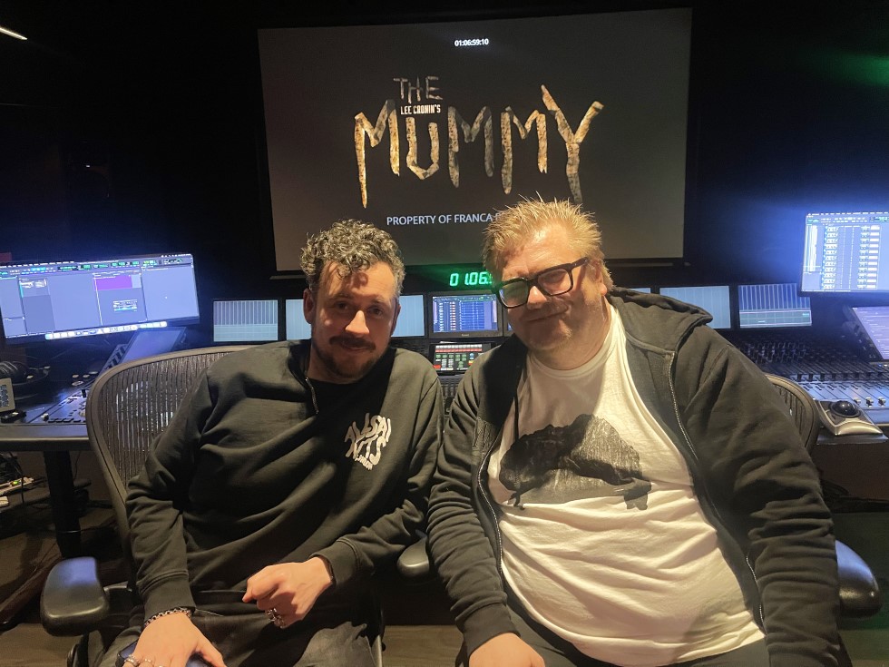 Director Lee Cronin and Supervising Sound Editor/Sound Designer Peter Albrechtsen finalizing the nearfield mix at Warner Bros. in LA