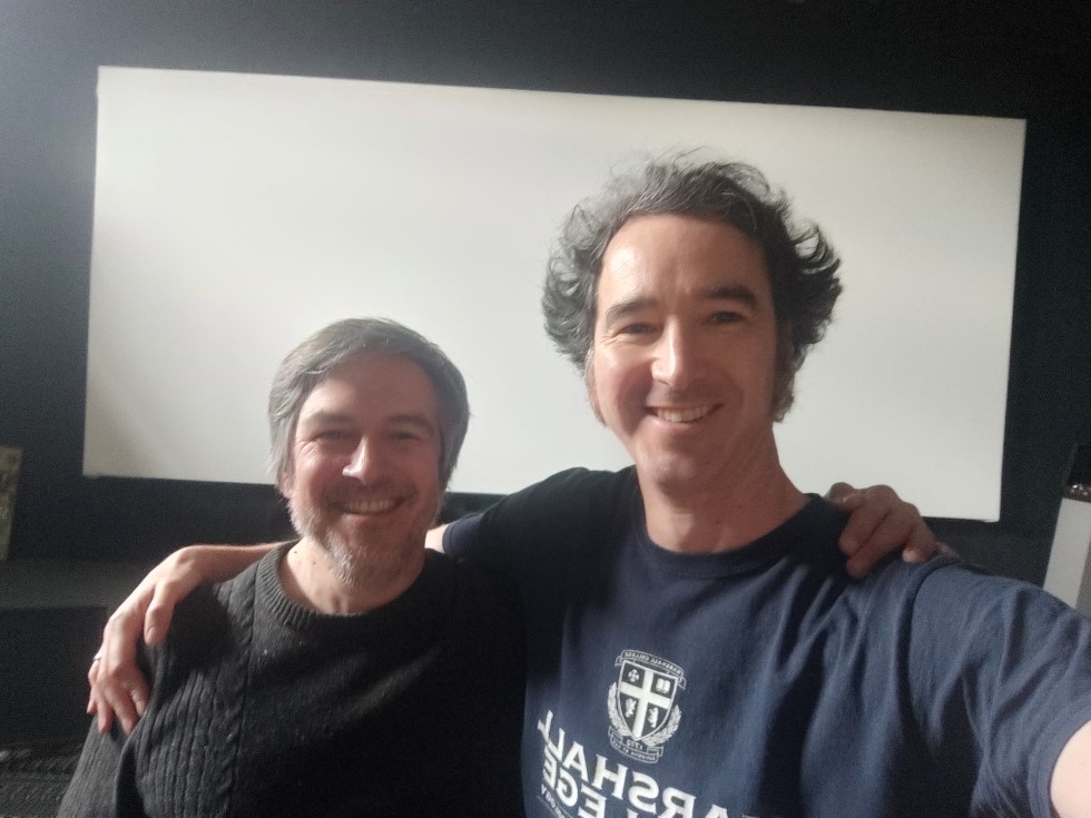 Bob Kellough (left) and Garret Farrell (right) on the last day of the mix at the dub stage in Copenhagen