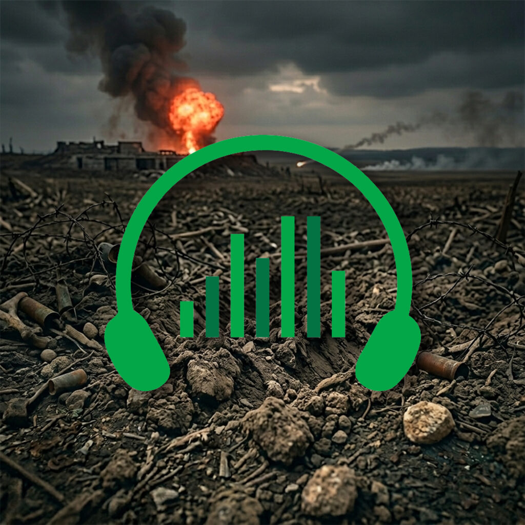 Distant gunshots and explosions