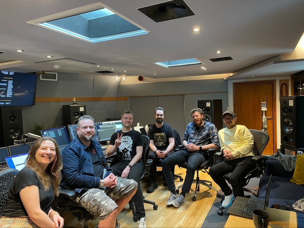 The Saros audio team in the mix studio