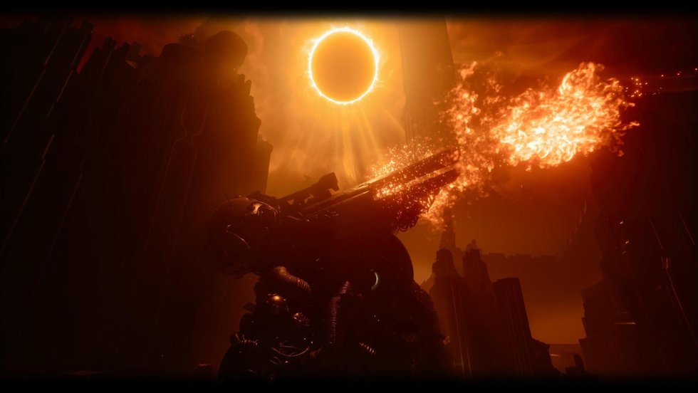 Weapon fire cutting through the city as the Eclipse takes over