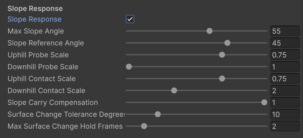 The full list of slope-compensation variables the AI generated